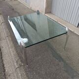 Vintage coffee table glass slab and chrome
