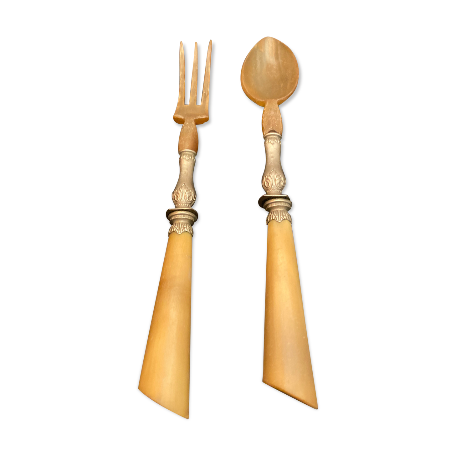 Silver and horn salad cutlery