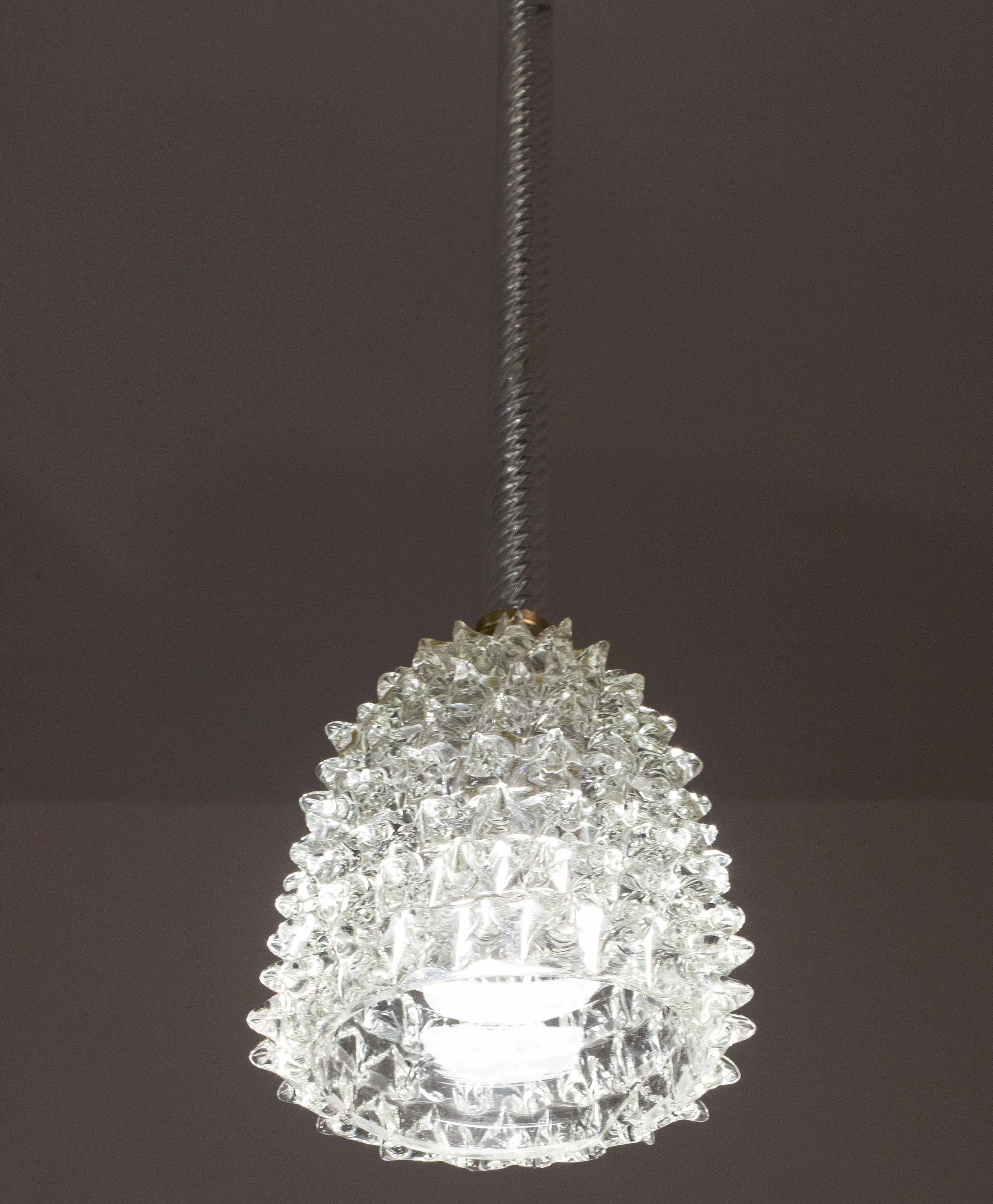 Extraordinary Clear Rostrato Murano Glass Penadant by Barovier & Toso, 1940