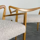 Benches Attributed to Guglielmo Ulrich, Blonde Maple & Bouclé, Italy 1940s