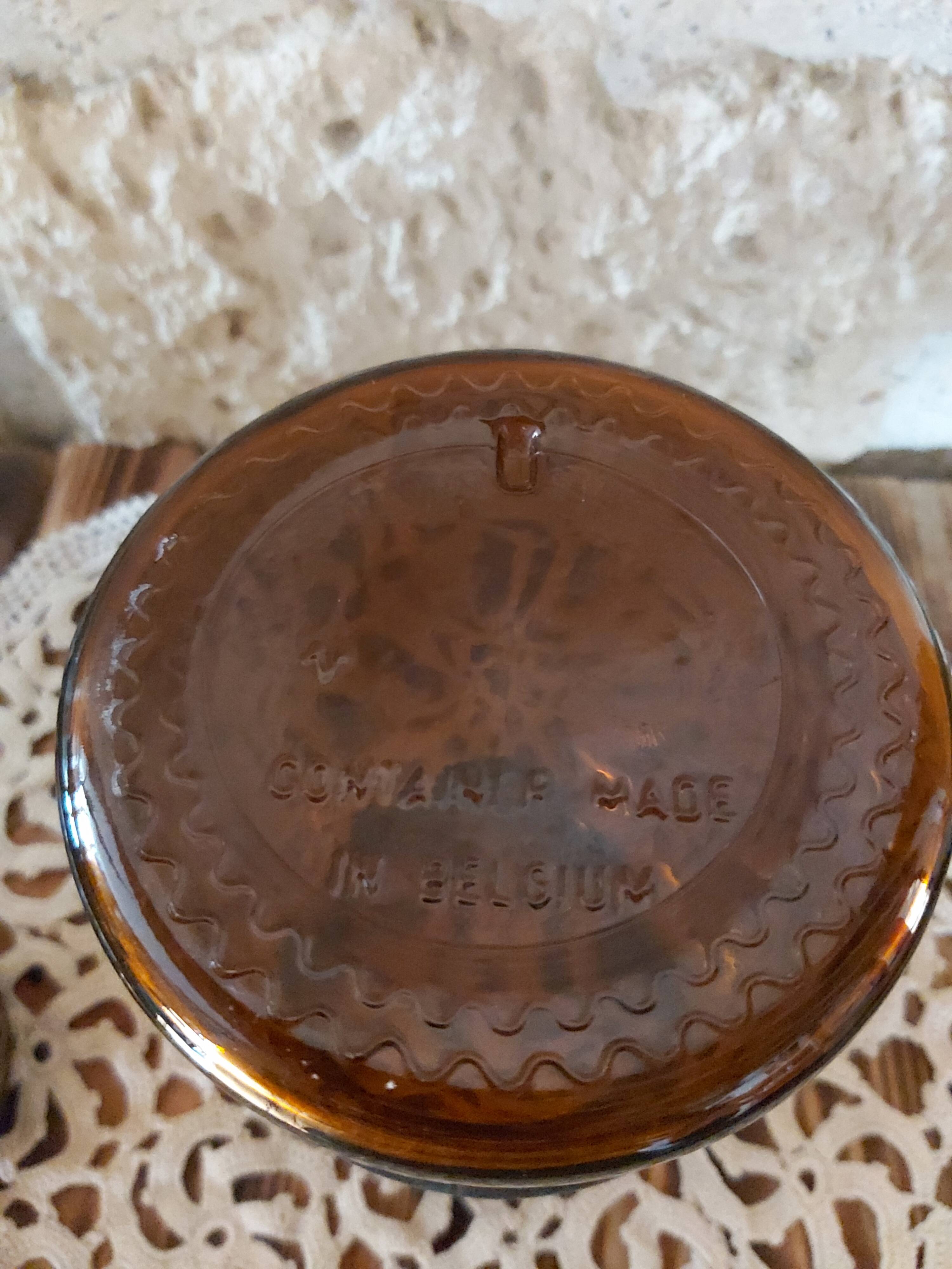 Pot à coton en verre ambré