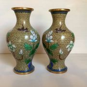 Pair of cloisonné enamel vases