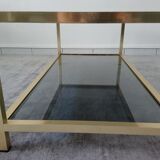 Table low brass and smoked glass 70s