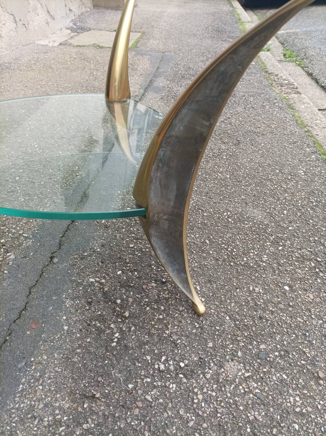 Bronze and glass coffee table