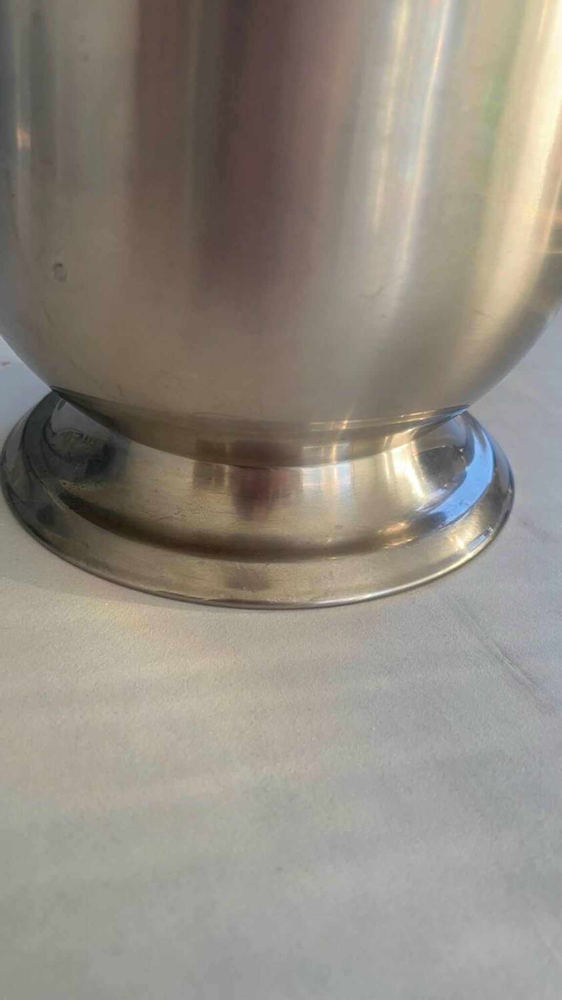 Stainless steel champagne bucket signed Guy Degrenne, antique metal decoration -