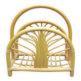 Rattan newspaper rack 70' vintage