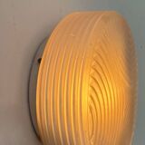 Vintage wall lamp in pressed molded sandblasted glass, France 1960