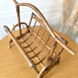 Vintage bamboo rattan magazine rack