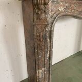Louis XV style fireplace in red breche marble 19th century