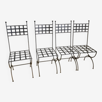 4 chaises fer forgées noires pour Philipine pro