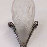 Art Deco wall lamp in frosted glass and nickel-plated bronze circa 1920