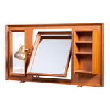 Vintage Free-Standing Teak Mirror with Lamp, 1960s