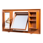 Miroir Autoportant Vintage en Teck avec Lampe, 1960s
