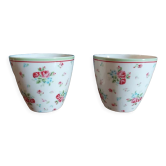 Pair of mugs Guen Gate with pink flowers