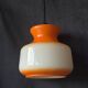 Vintage orange and white opaline pendant light from the 1960s