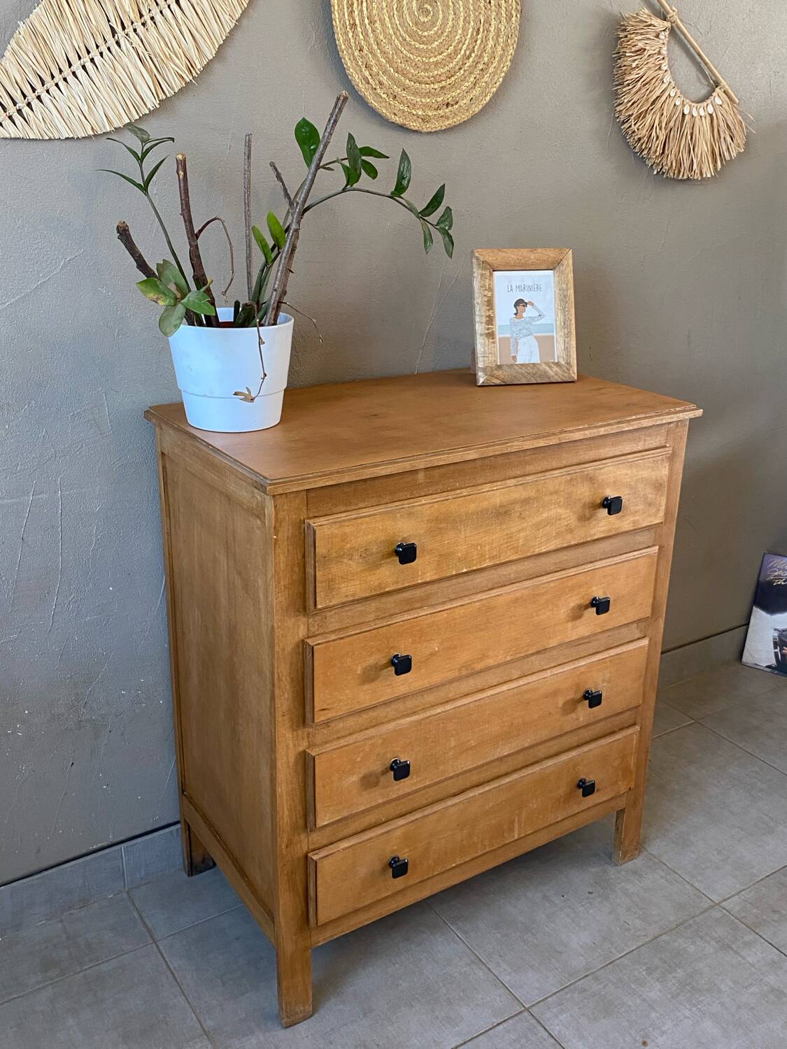 Vintage light oak chest of drawers