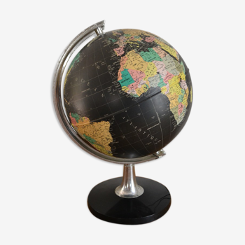 Globe terrestre lumineux mappemonde lampe années 70