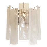 Venied-White Alabastro Strips “Listelli” Murano Glass Wall Sconce