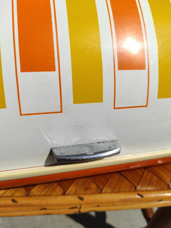 vintage orange bread hutch 70s