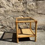 Bamboo and smoked glass side table, 1970s