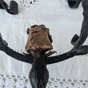 Brutalist Antique Wrought Iron Chandelier Floral Naturalist Candle Holder