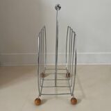 Chromed metal magazine rack from the 80s