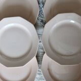 6 assiettes à dessert vintage faïence rose pâle – Forme octogonale
