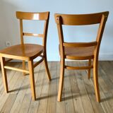 set of 4 Thonet bistro chairs in curved wood honey Mid-Century 50s
