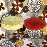 Set of 2 vintage yellow and red moumoute stools 1970