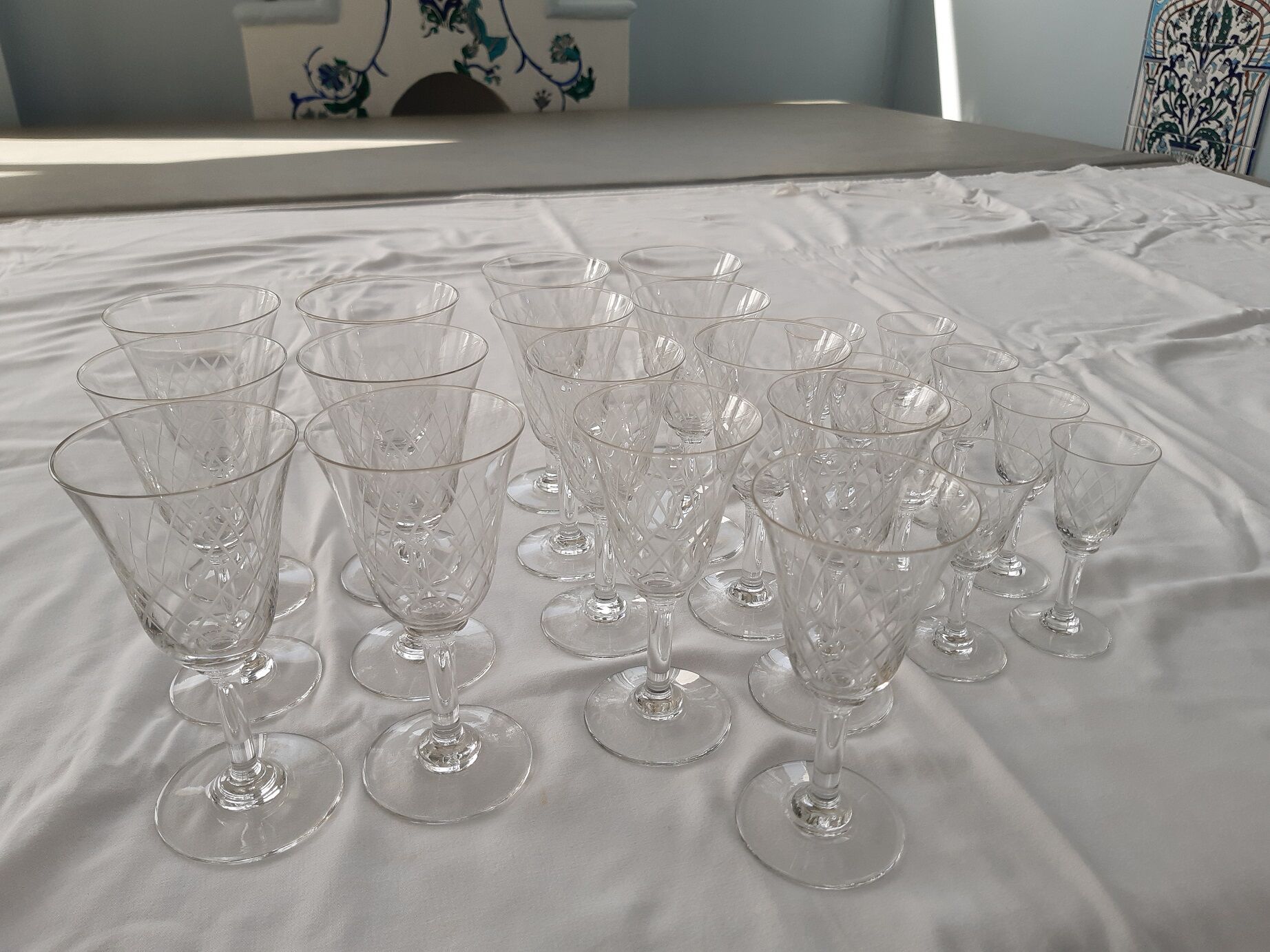 Finely carved antique crystal glasses