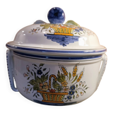 Earthenware candy dish with hand-decorated surfaces