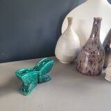Green glazed ceramic butterfly flower frog