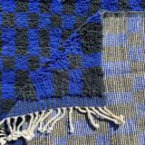 Large Moroccan Berber rug in blue and black 200x300 cm in wool