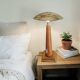 Modernist sculptural lamp wood/chrome/hammered brass - 1970s era