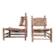 Paire fauteuils en bois et paille