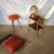 Side table with rattan magazines rack