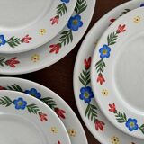 Set of 3 flat plates and 5 dessert plates with flower decoration, Tulowice Poland