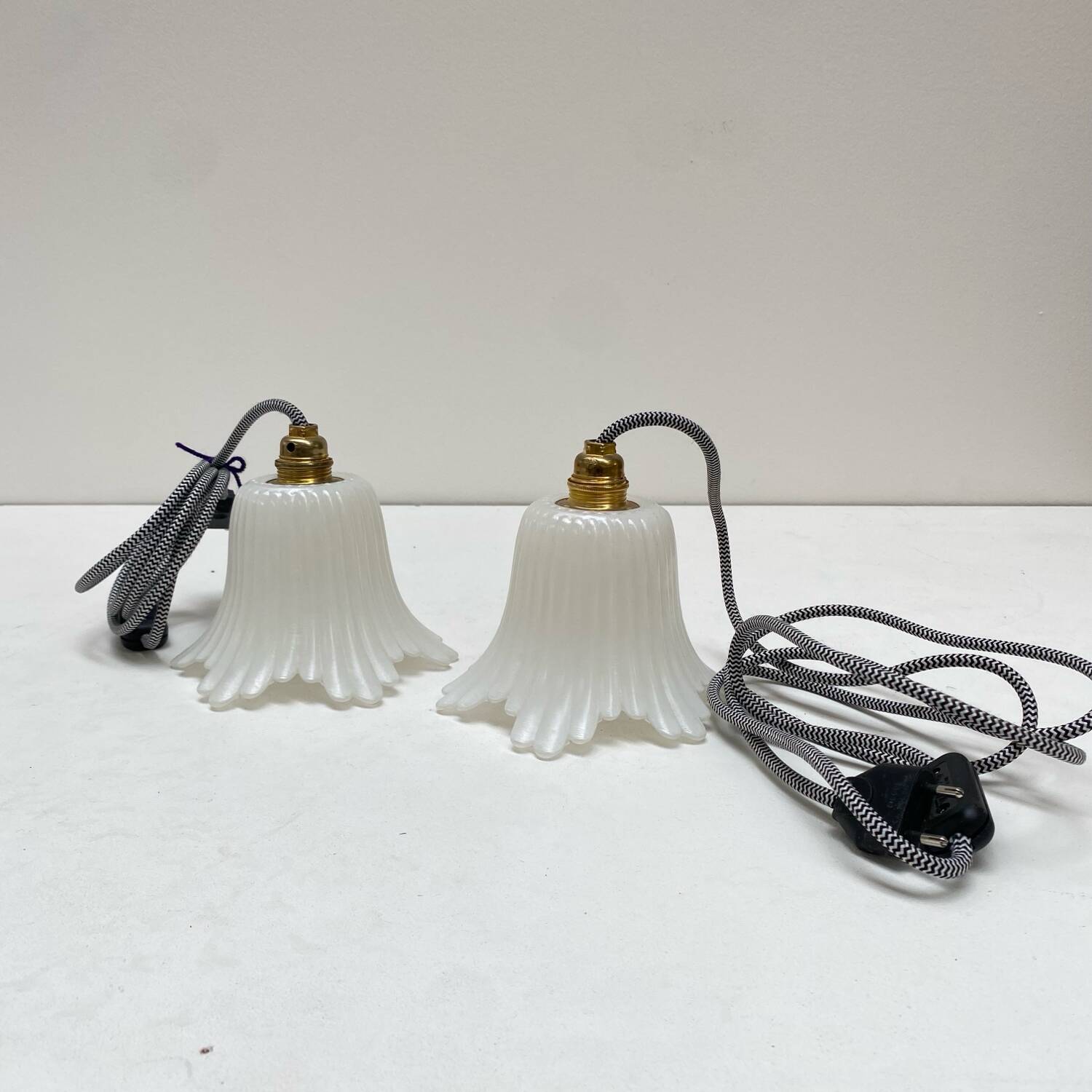 Pair of vintage tulip portable lamps