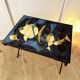 Coffee table with hand-painted ceramic top. France, 1950s