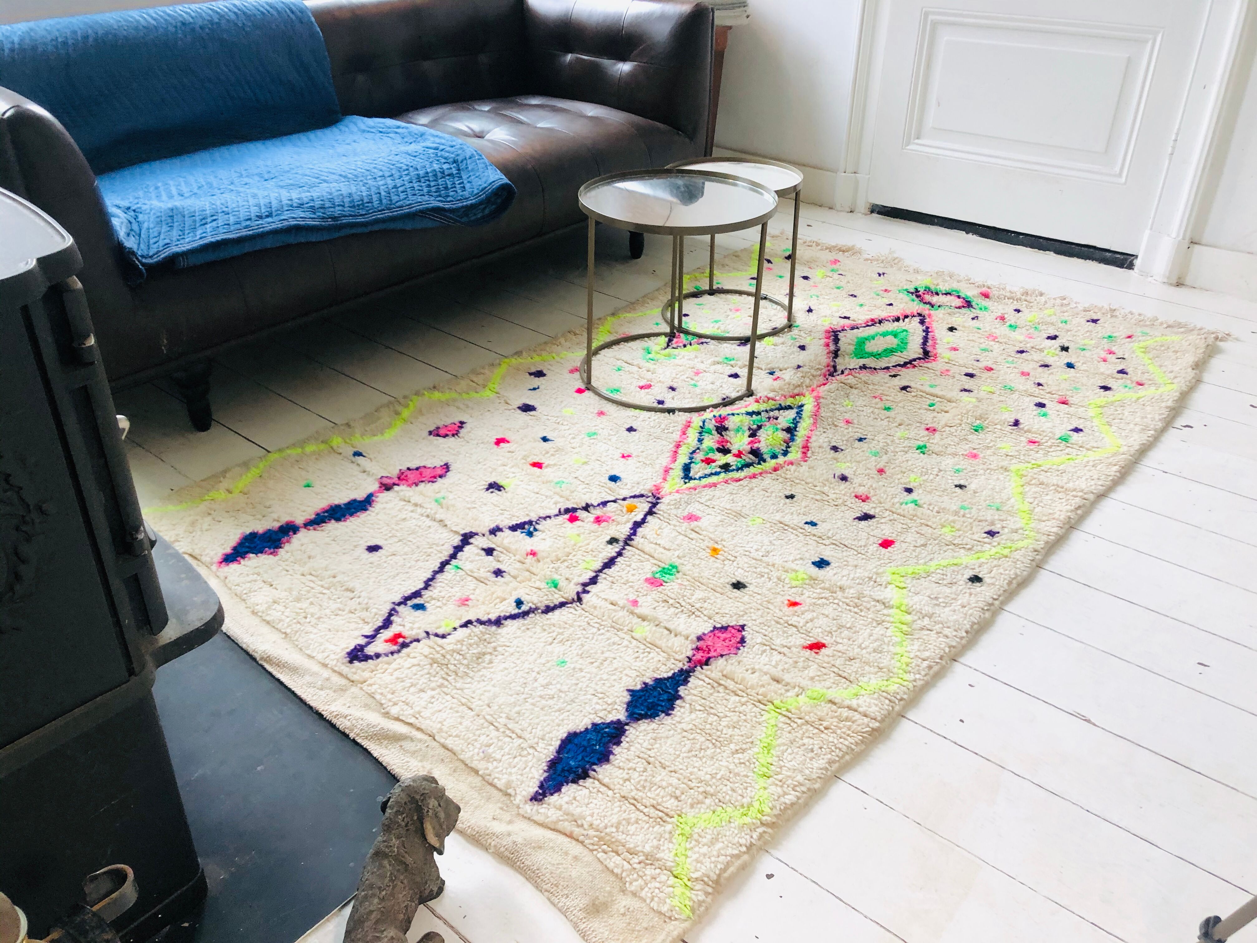 Vintage Berber carpet with full color 250x140cm