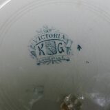 Three soup plates in opaque iron earth porcelain Moustier cluny KG model Victoria