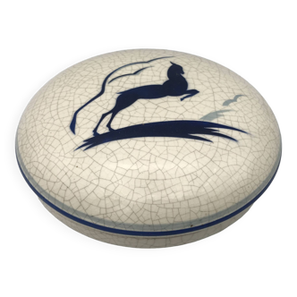 Ceramic candy with cracked effect decor of antilope, moulin des loups