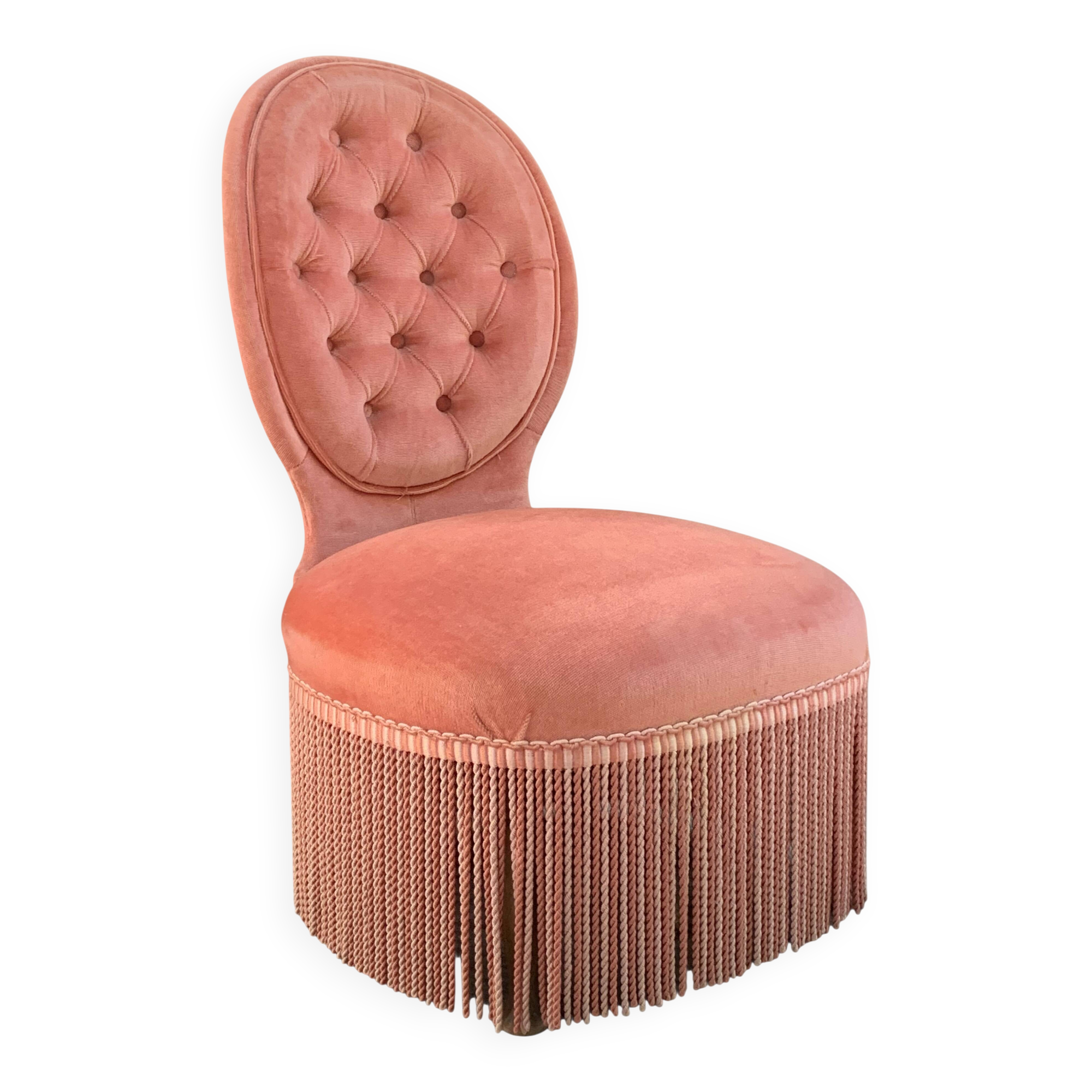 Vintage pink upholstered toad chair