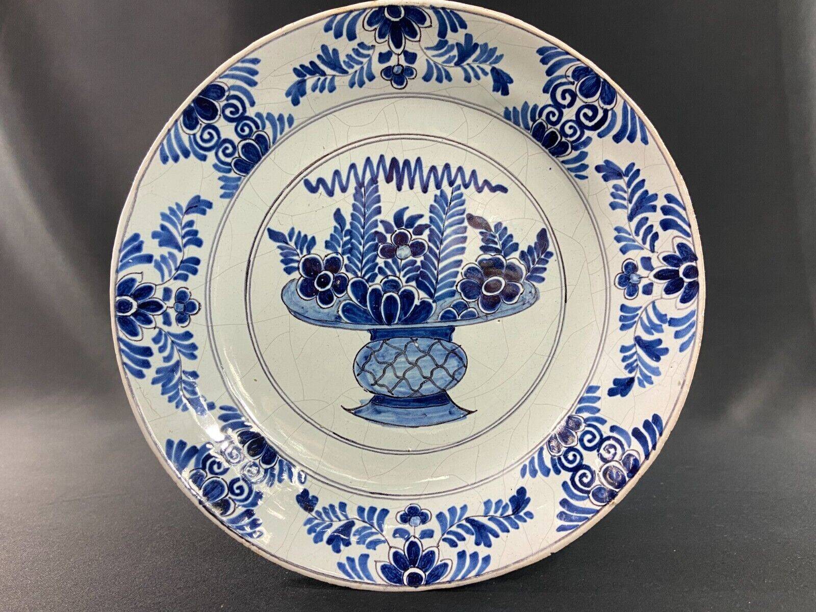 17th-18th century Delft earthenware plate signed AK Adriaen Kocx 1690-1701