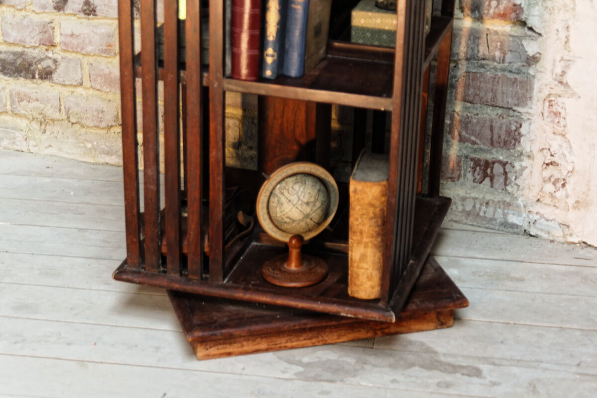 English mahogany revolving library
