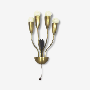 Italian wall light | applied in metal and brass - 1960 s | midcentury modern
