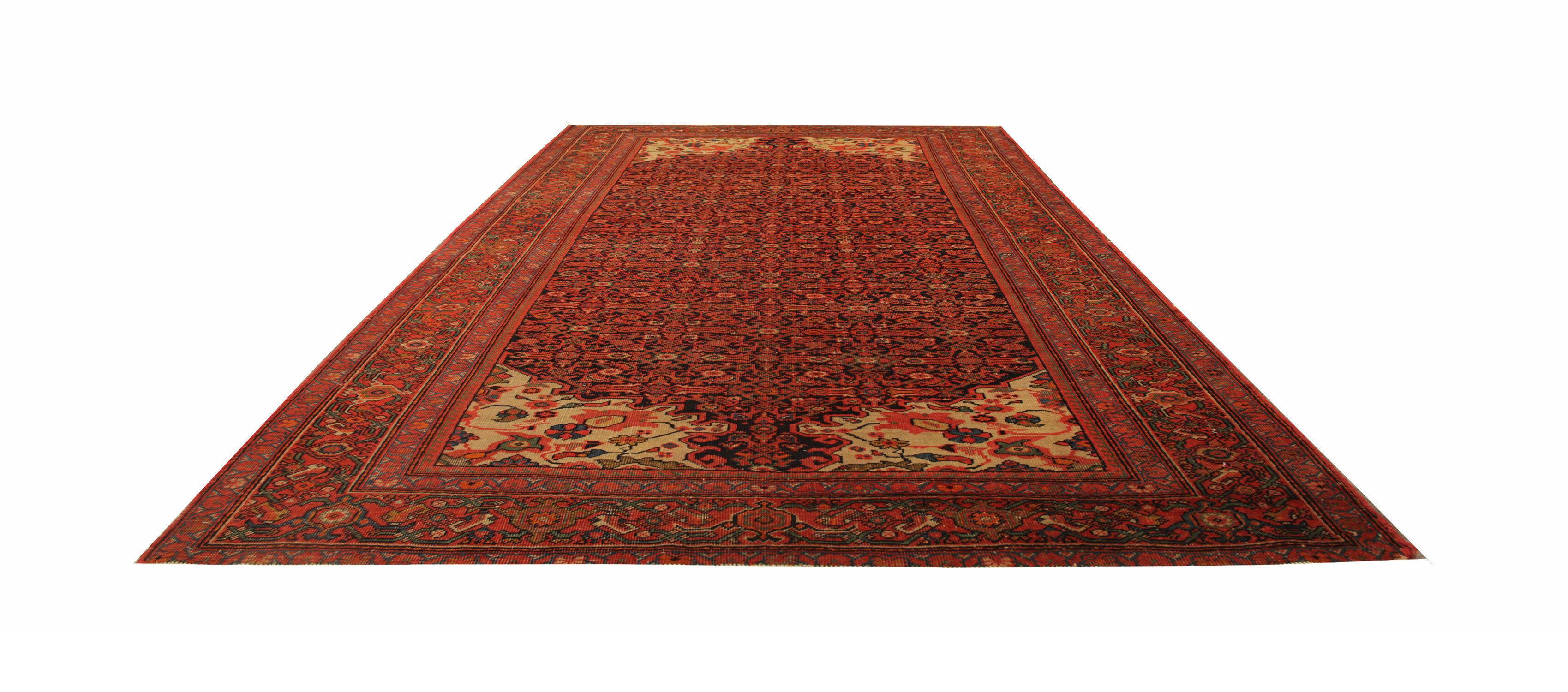 Handmade persian orange wool rug, oriental malayer rug- 127x203cm