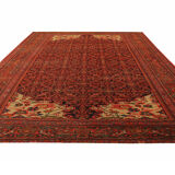Handmade persian orange wool rug, oriental malayer rug- 127x203cm