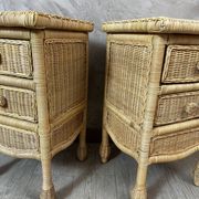 Pair of rattan bedside tables