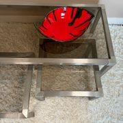 Table basse acier brossé design années 70 et gigognes